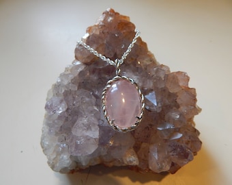 Sterling Silver Rose Quartz Pendant Necklace