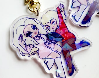 Trixie and katya charm keychain