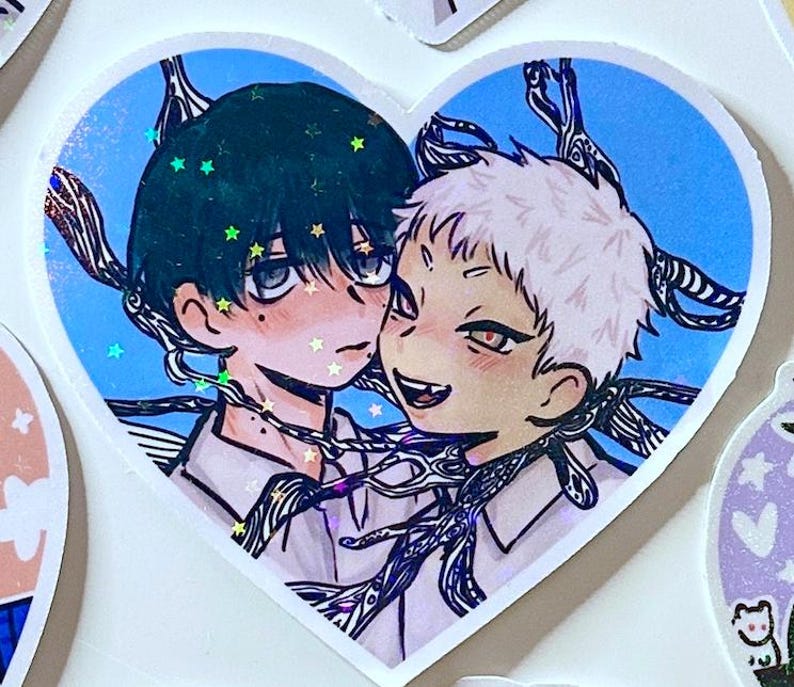 Yaoi Boys Love Holo Stickers summer blue