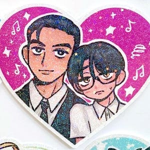 Yaoi Boys Love Holo Stickers dark pink