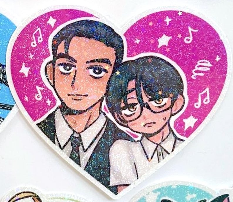 Yaoi Boys Love Holo Stickers dark pink