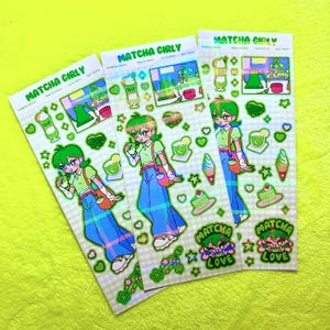 Matcha Mädchen Stickerbogen