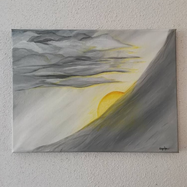 Tableau "Couché de soleil" peinture acrylique