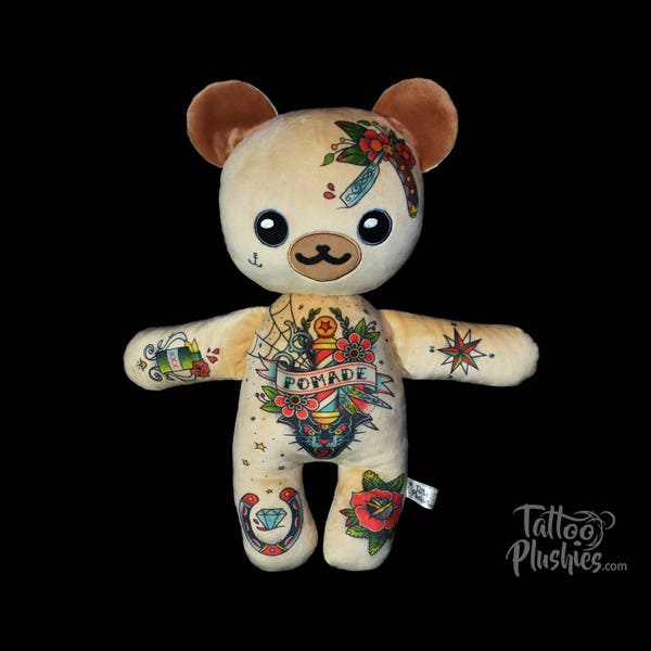 Tattoo Plushie "Mr. BarBear" inked with Old School Tattoos, 100% Polyester