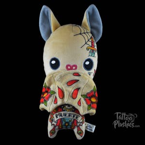 Tattoo Plushie bat Drake, small, inked with Old School Tattoos, 100% Polyester image 3