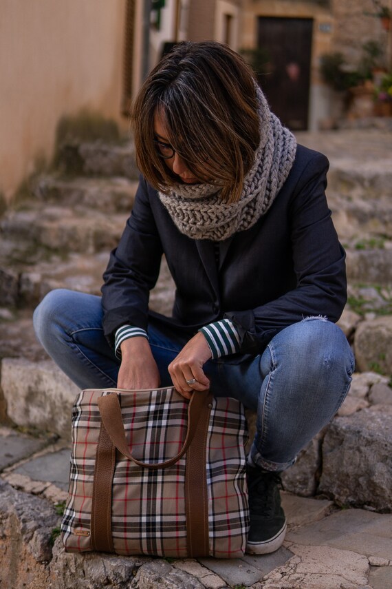 Bolso invierno de lana en cuadros Etsy Espana