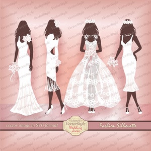 Beauty Glamour clip Wedding scrapbook Wedding dress clipart Fashion clipart Woman silhouette Digital clipart Sales label Fashion advertising