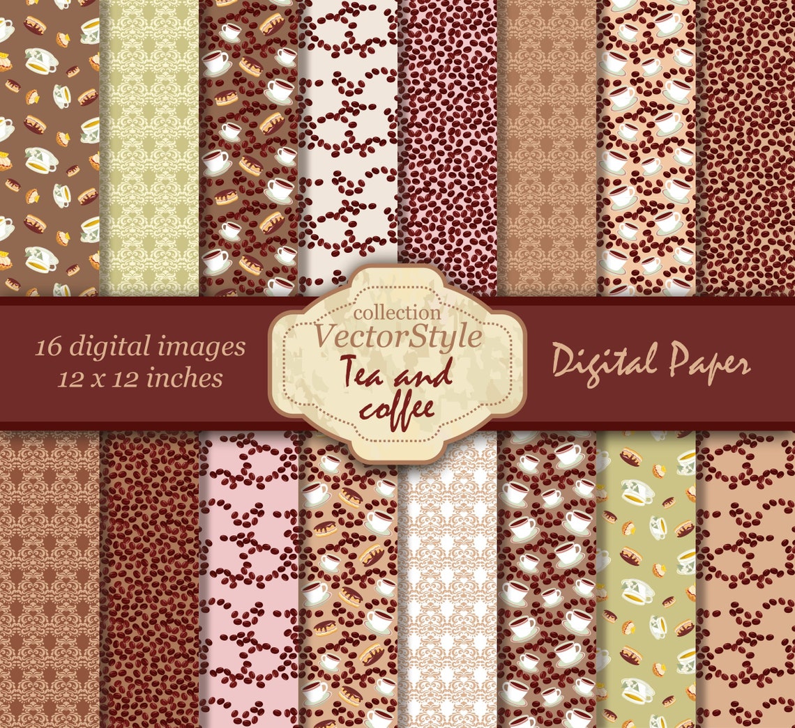 Coffee Paper Pack Coffee Scrapbook Paper Digital Background Seamless