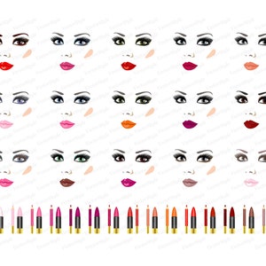 Woman svg Glamour clipart Eye svg Makeup clipart Beauty clip Vector illustration Eyelash svg Makeup set Eye clipart Lips svg Fashion clip