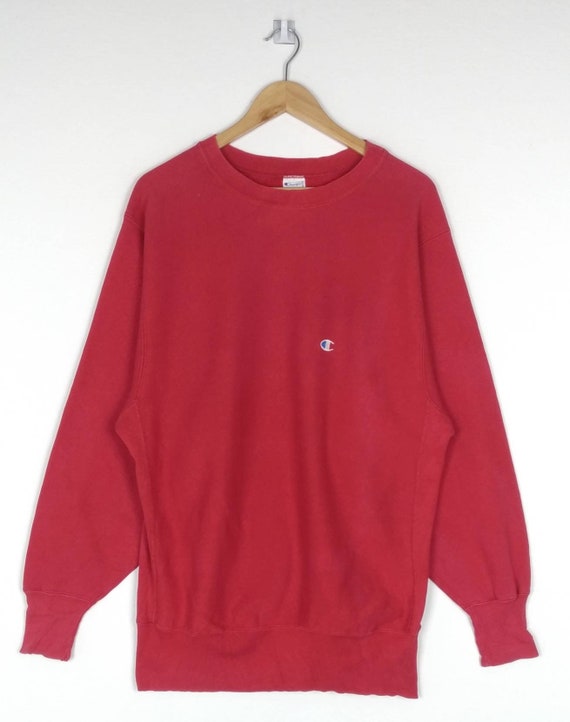champion red crewneck