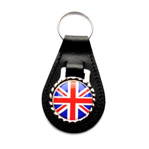 Union Jack - Leather Key Fob, Pear Shape