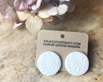 Bold Large White Textured Clay Round stud earrings