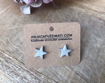 Concrete star lightweight silver grey or black studs earrings