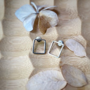 Sterling silver minimalistic geometric square earrings