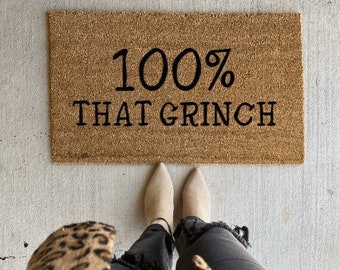 100% that grinch Doormat | The Grinch | Ew people | welcome mat | Christmas doormat | Christmas decor | Doormat | Door Mat | Grinch Doormat