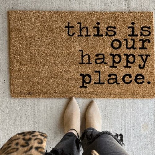 Our Happy Place Doormat / Farmhouse Doormat / Custom Etsy