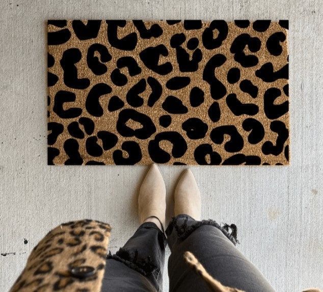 Front Door Mat,Grey White Leopard Print Rubber Backing Non Slip Door M –  Inner Contents