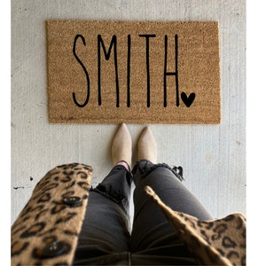 Last Name | Home | doormat | Rae Dunn | Inspired | welcome mat | housewarming gift | wedding gift idea | personalized doormat | gift idea