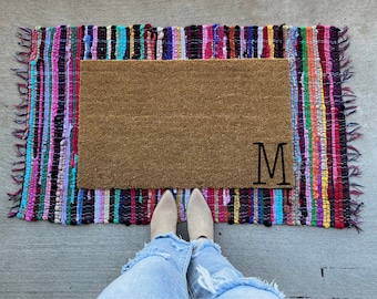 Initial doormat | wedding gift idea | welcome mat | housewarming gift | coir doormat | cute doormat | small initial | porch decor