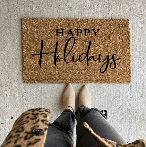 Happy Holidays | Welcome Mat | Front Porch Decor | Cute Doormat | Christmas Doormat | Christmas Decor | Holidays | Coir Doormat