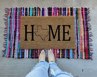 Texas | Home | Doormat | Welcome Mat | Housewarming Gift | Gift Idea | TX | Wedding Gift | Colorful rug not included
