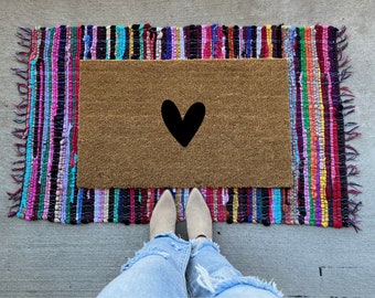 Solid black heart | welcome mat | love | Heart| doormat | cute doormat | porch decor | wedding gift ideas | gift idea | new home owner