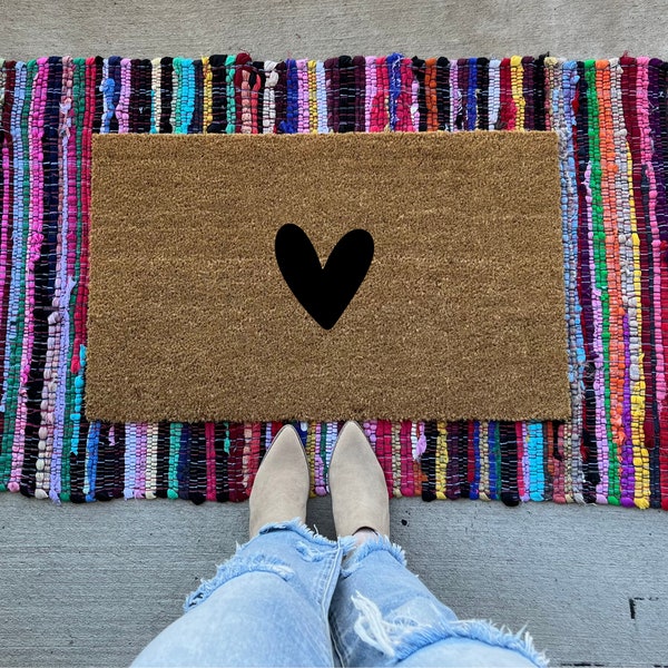 Solid black heart | welcome mat | love | Heart| doormat | cute doormat | porch decor | wedding gift ideas | gift idea | new home owner
