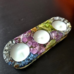 Personalized resin tea light candle holder