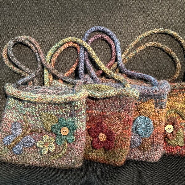 Hand-knit Felted Shoulder Cross-Body Purse Bag (Multiple Colors/Styles)