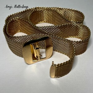 Vintage Sarah Coventry Gold Mesh with Chain Waist Belt Designer Style Niknax · Vintage Sarah Coventry Gold Tone Metal Woven Mesh  main image 2