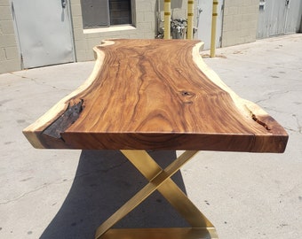 Rustic Style, 99"L Solid Slab Acacia wood table - SOLD