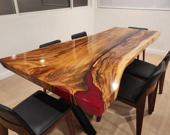 Live Edge Red Resin River Table