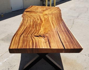 SOLD! 99"L Solid Slab Acacia wood table