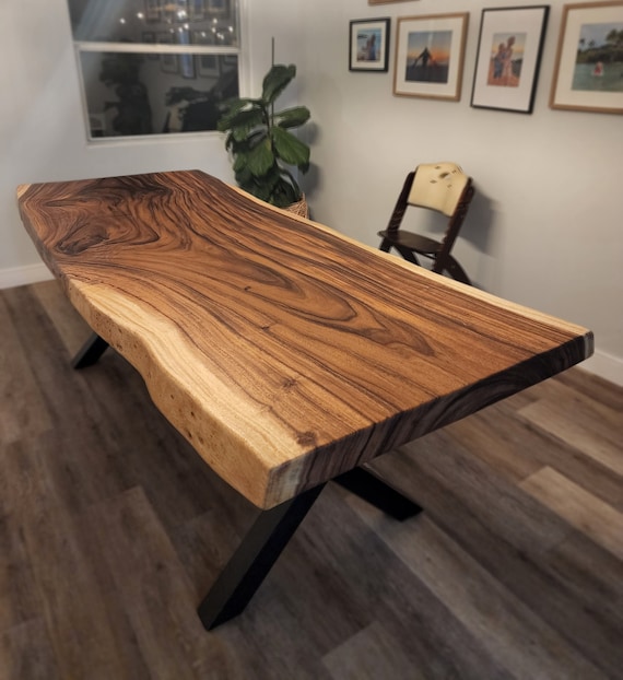 99l Solid Slab Acacia Wood Table Etsy Australia
