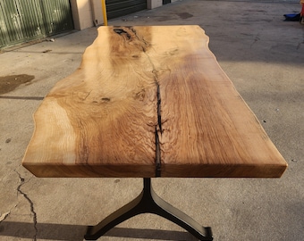 Available now! 96"L Live Edge White Oak, Solid Wood Slab Table