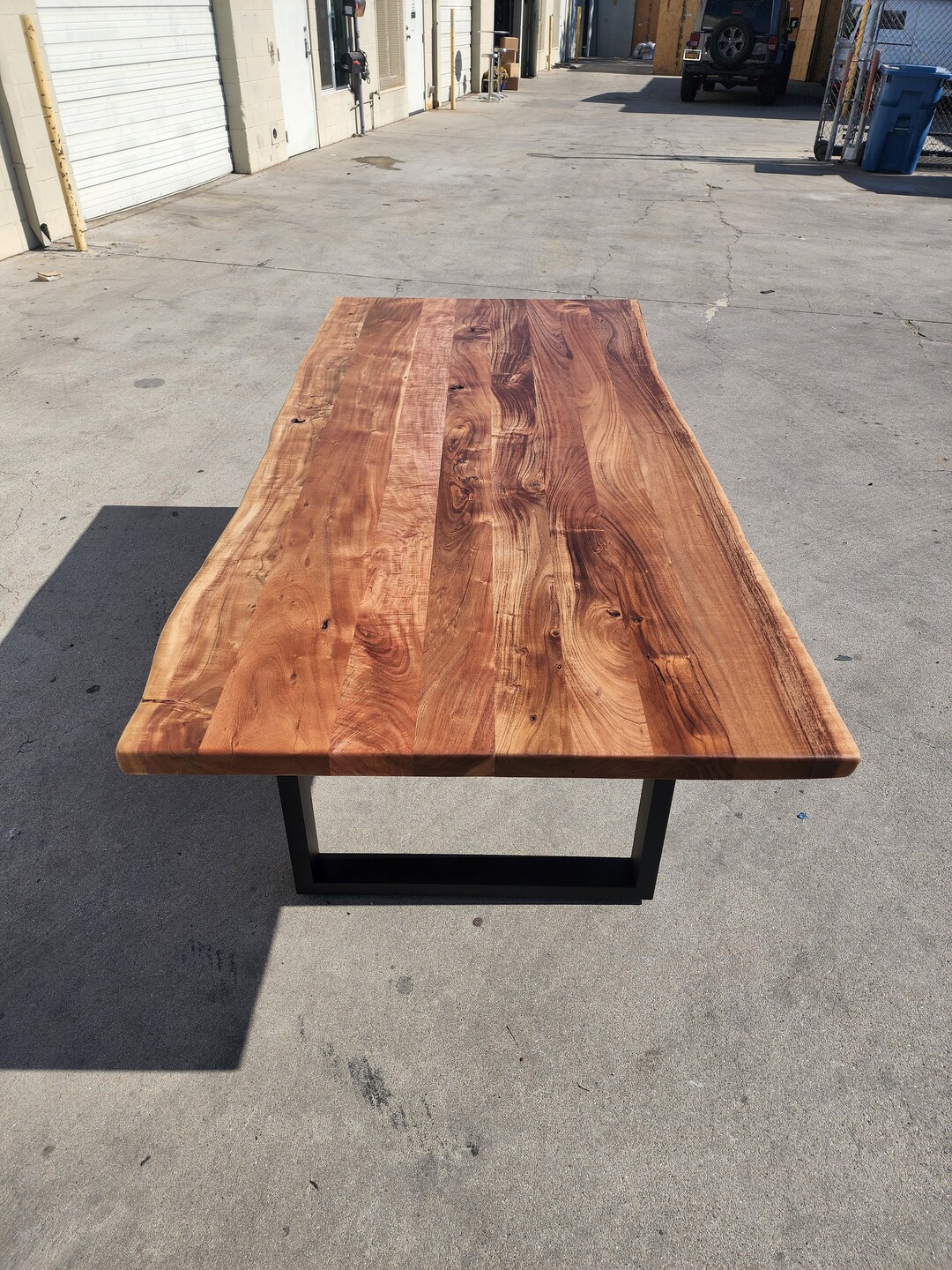 72l Live Edge Acacia Wood Table Black Legs Etsy