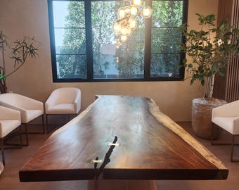 Rustic Style, Live Edge Acacia Wood Table