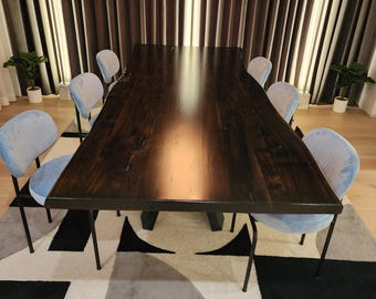 Custom stained, Live Edge Acacia wood dining/conference table