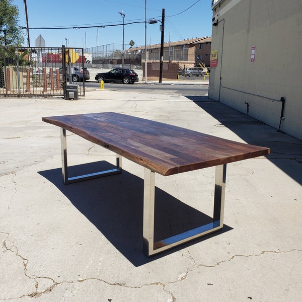 96"L x 36-40"W Custom Stained, Live Edge Wood Table - Available Now