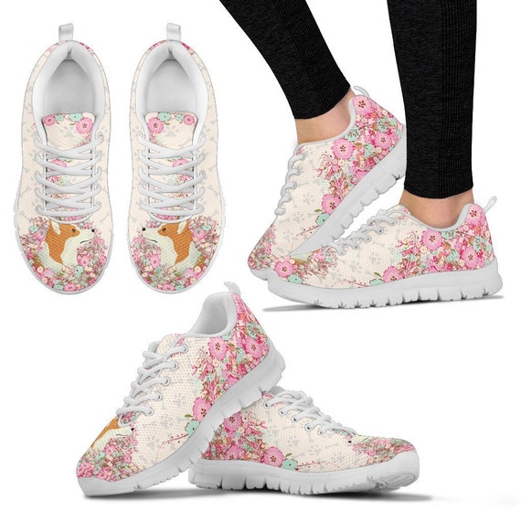 Pembroke Welsh Corgi Gifts Floral Pink Sneakers / Gift for - Etsy