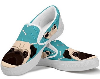 petkanvas Pug Dog Print Mens Casual Sneakers petkanvas Pug Dog Print Mens Casual Sneakers