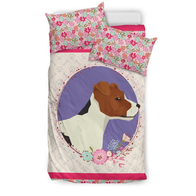 Jack Russell Terrier Design Bedding Sets Floral Pink Color Etsy