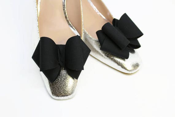 Classy Black Bows Shoe Clips Party 