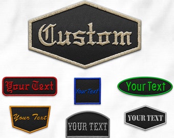 Etiqueta de identificação personalizada com bordado - Aplique com ferro de passar, costure ou fixe com velcro® - Etiquetas pretas para roupas