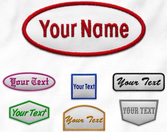 Name Patch Custom Embroidered Tag - Vintage Style Iron On or Velcro Brand Hook for Work Shirt Hat