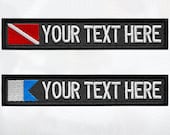 Personalized Scuba Name Patch - Diving Embroidered Tag with Iron-On or VELCRO Brand / Alpha Divers Dow Flag