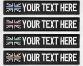 Emergency Services Personalised UK Flag Thin Line Embroidered Text Name Tag ID Badge PC Fire Ambulance Police Vests Bag Custom Velcro Patch