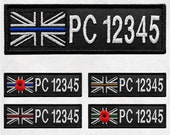 Personalised UK Thin Line Embroidered Name Patch Emergency Services British Poppy Fire Ambulance Police Badge Iron On or Custom Velcro Patch