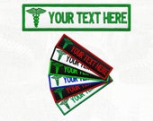 Custom Caduceus Rod of Hermes Embroidered Name Tag Nurse Medical Patch EMS EMT Personalized Text Bag Jacket Velcro Patch Hook or Iron On