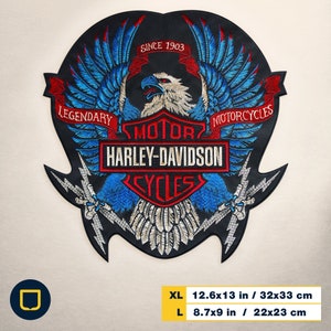 Harley Davidson Eagle Patch Embroidered Large Patches for Jackets Motorcycle Patches for Vest Iron On Back Patch Sew On Vintage Backpatch